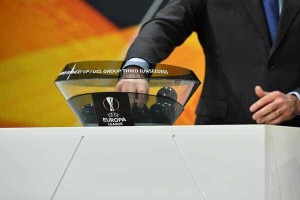 NYON, SWITZERLAND - Monday, December 14, 2020: The draw pot during the UEFA Champions League 2020/21 Round of 32 draw at the UEFA Headquarters, the House of European Football. (Photo Handout/UEFA)