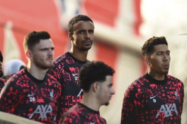 LONDON, ENGLAND - Saturday, December 19, 2020: Liverpool's Joel Matip during the pre-match warm-up before the FA Premier League match between Crystal Palace FC and Liverpool FC at Selhurst Park. (Pic by David Rawcliffe/Propaganda)