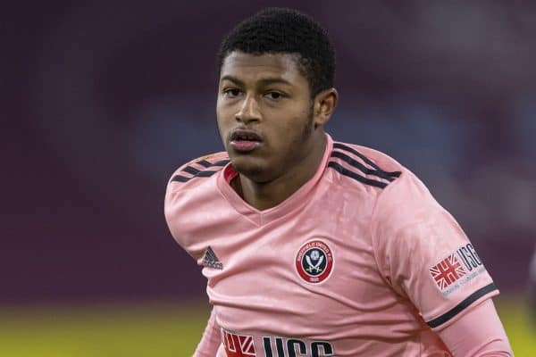 BURNLEY, ENGLAND - Tuesday, December 29, 2020: Sheffield United's Rhian Brewster during the FA Premier League match between Burnley FC and Sheffield United FC at Turf Moor. Burnley won 1-0. (Pic by David Rawcliffe/Propaganda)