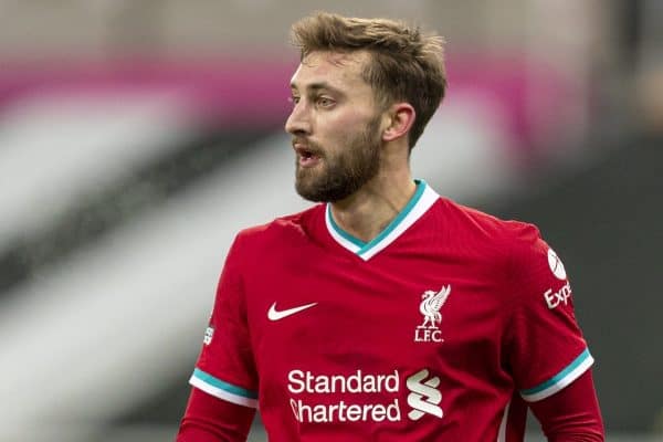 NEWCASTLE-UPON-TYNE, ENGLAND - Wednesday, December 30, 2020: Liverpool’s Nathaniel Phillips during the FA Premier League match between Newcastle United FC and Liverpool FC at St. James’ Park. The game ended in a goal-less draw. (Pic by David Rawcliffe/Propaganda)