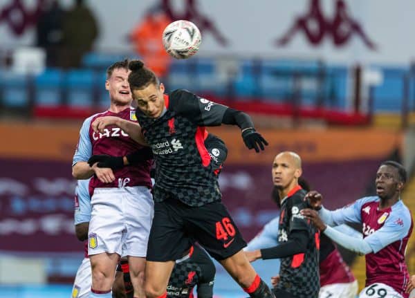 BIRMINGHAM, ENGLAND - Friday, January 8, 2021: Liverpool's Rhys Williams during the FA Cup 3rd Round match between Aston Villa FC and Liverpool FC at Villa Park. Liverpool won 4-1. (Pic by David Rawcliffe/Propaganda)