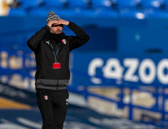 LIVERPOOL, ENGLAND - Saturday, January 9, 2021: Rotherham United manager Paul Warne during the FA Cup 3rd Round match between Everton FC and Rotherham United FC at Goodison Park. Everton won 2-1 after extra-time. (Pic by David Rawcliffe/Propaganda)