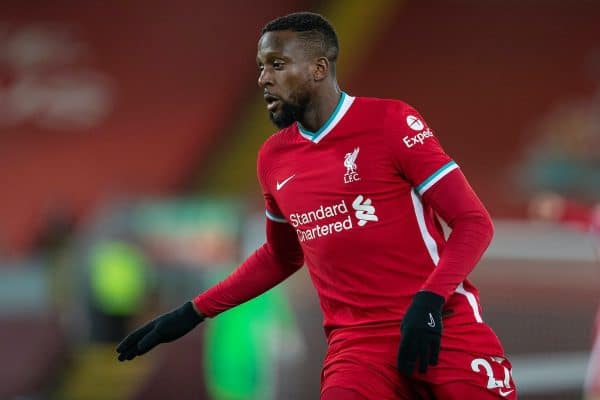 LIVERPOOL, ENGLAND - Sunday, January 17, 2021: Liverpool's substitute Divock Origi during the FA Premier League match between Liverpool FC and Manchester United FC at Anfield. The game ended in a 0-0 draw. (Pic by David Rawcliffe/Propaganda)