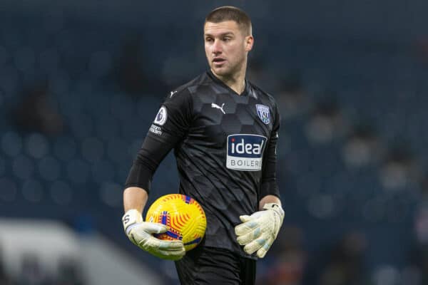 BIRMINGHAM, ENGLAND - Tuesday, January 26, 2021: West Bromwich Albion's goalkeeper Sam Johnstone during the FA Premier League match between West Bromwich Albion FC and Manchester City FC at The Hawthorns. Manchester City won 5-0. (Pic by David Rawcliffe/Propaganda)