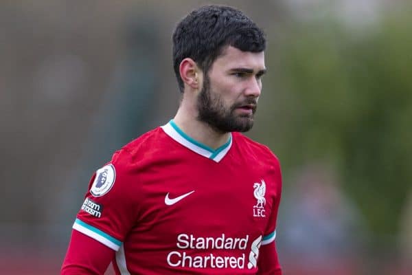 KIRKBY, ENGLAND - Saturday, January 30, 2021: Liverpool's substitute Joe Hardy during the Premier League 2 Division 1 match between Liverpool FC Under-23's and Manchester United FC Under-23's at the Liverpool Academy. Manchester United won 6-3. (Pic by David Rawcliffe/Propaganda)