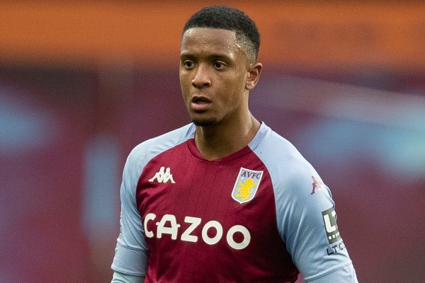 BIRMINGHAM, ENGLAND - Sunday, February 21, 2021: Aston Villa's Ezri Konsa Ngoyo during the FA Premier League match between Aston Villa FC and Leicester City FC at Villa Park. Leicester City won 2-1. (Pic by David Rawcliffe/Propaganda)