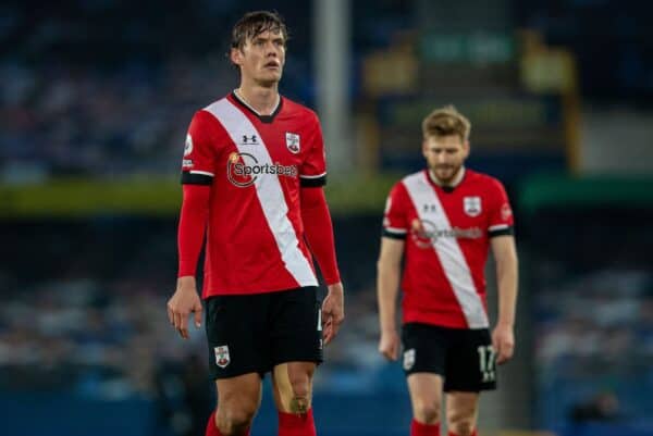 LIVERPOOL, ENGLAND - Monday, March 1, 2021: Southampton's Jannik Vestergaard looks dejected during the FA Premier League match between Everton FC and Southampton FC at Goodison Park. Everton won 1-0. (Pic by David Rawcliffe/Propaganda)