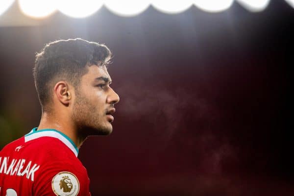 LIVERPOOL, ENGLAND - Thursday, March 4, 2021: Liverpool's Ozan Kabak during the FA Premier League match between Liverpool FC and Chelsea FC at Anfield. Chelsea won 1-0 condemning Liverpool to their fifth consecutive home defeat for the first time in the club’s history. (Pic by David Rawcliffe/Propaganda)