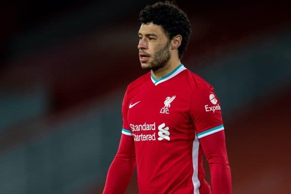 LIVERPOOL, ENGLAND - Thursday, March 4, 2021: Liverpool's Alex Oxlade-Chamberlain during the FA Premier League match between Liverpool FC and Chelsea FC at Anfield. Chelsea won 1-0 condemning Liverpool to their fifth consecutive home defeat for the first time in the club’s history. (Pic by David Rawcliffe/Propaganda)