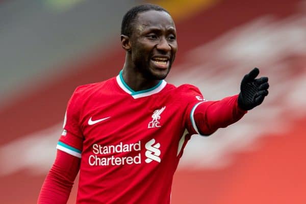 LIVERPOOL, ENGLAND - Sunday, March 7, 2021: Liverpool's Naby Keita during the FA Premier League match between Liverpool FC and Fulham FC at Anfield. Fulham won 1-0 extending Liverpool's run to six consecutive home defeats. (Pic by David Rawcliffe/Propaganda)