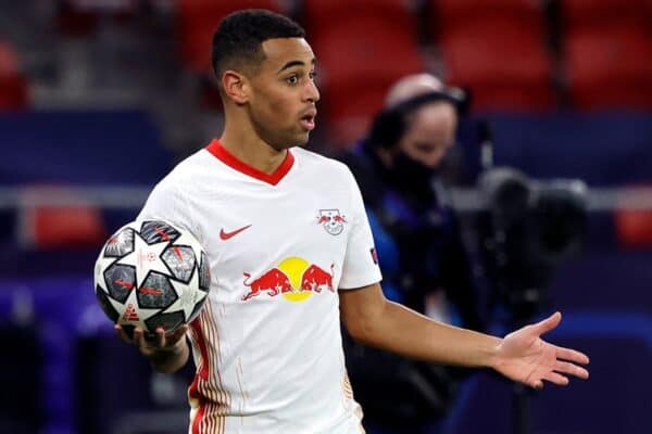 BUDAPEST, HUNGARY - Wednesday, March 10, 2021: RB Leipzig's Tyler Adams during the UEFA Champions League Round of 16 2nd Leg game between Liverpool FC and RB Leipzig at the Puskás Aréna. Liverpool won 2-0, 4-0 on aggregate. (Pic ©UEFA)