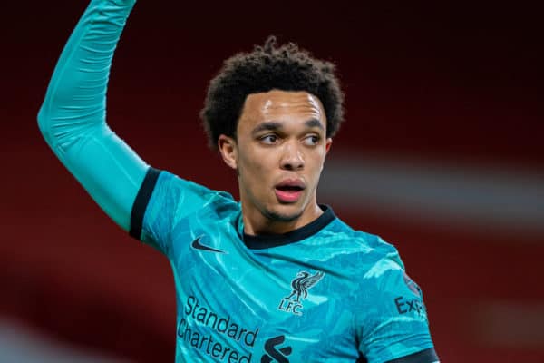 LONDON, ENGLAND - Saturday, April 3, 2021: Liverpool's Trent Alexander-Arnold during the FA Premier League match between Arsenal FC and Liverpool FC at the Emirates Stadium. Liverpool won 3-0. (Pic by David Rawcliffe/Propaganda)