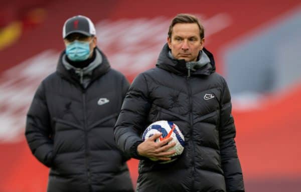 LIVERPOOL, ENGLAND - Saturday, April 10, 2021: Liverpool's first-team development coach Pepijn Lijnders during the pre-match warm-up before the FA Premier League match between Liverpool FC and Aston Villa FC at Anfield. Liverpool won 2-1. (Pic by David Rawcliffe/Propaganda)