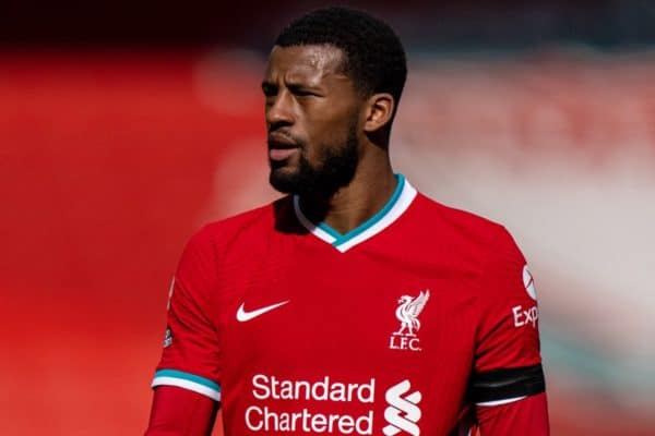 LIVERPOOL, ENGLAND - Saturday, April 10, 2021: Liverpool's Georginio Wijnaldum during the FA Premier League match between Liverpool FC and Aston Villa FC at Anfield. Liverpool won 2-1. (Pic by David Rawcliffe/Propaganda)