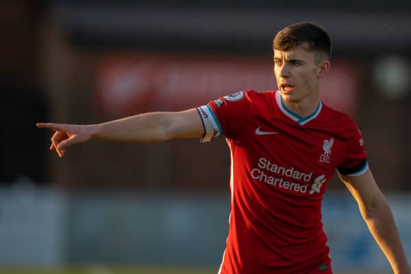 LEYLAND, ENGLAND - Monday, April 19, 2021: Liverpool's captain Ben Woodburn during the Premier League 2 Division 1 match between Blackburn Rovers FC Under-23's and Liverpool FC Under-23's at the County Ground. (Pic by David Rawcliffe/Propaganda)