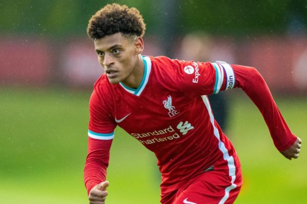 KIRKBY, ENGLAND - Tuesday, May 4, 2021: Liverpool's Melkamu Frauendorf during the Under-18 Premier League match between Liverpool FC 18-23's and Derby County FC Under-18's at the Liverpool Academy. (Pic by David Rawcliffe/Propaganda)