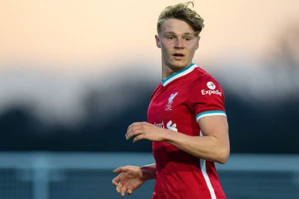 SEAGRAVE, ENGLAND - Monday, May 10, 2021: Liverpool's Paul Glatzel during the Premier League 2 Division 1 match between Leicester City FC Under-23's and Liverpool FC Under-23's at the Leicester City Training Ground. Liverpool won 2-0. (Pic by David Rawcliffe/Propaganda)