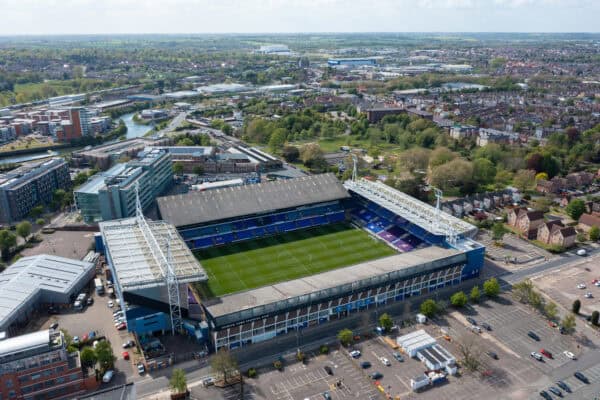 IPSWICH, ENGLAND - Wednesday, May 12, 2021: An aerial view of Ipswich Town's Portman Road stadium. (Pic by David Rawcliffe/Propaganda)