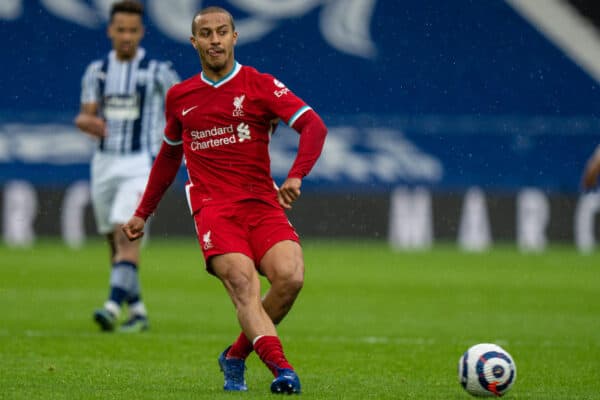 WEST BROMWICH, ENGLAND - Sunday, May 16, 2021: Liverpool's Thiago Alcantara during the FA Premier League match between West Bromwich Albion FC and Liverpool FC at The Hawthorns. (Pic by David Rawcliffe/Propaganda)