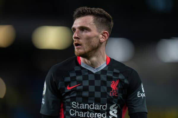 BURNLEY, ENGLAND - Wednesday, May 19, 2021: Liverpool's Andy Robertson during the FA Premier League match between Burnley FC and Liverpool FC at Turf Moor. Liverpool won 3-0. (Pic by David Rawcliffe/Propaganda)