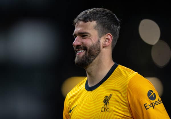 BURNLEY, ENGLAND - Wednesday, May 19, 2021: Liverpool's goalkeeper Alisson Becker after the FA Premier League match between Burnley FC and Liverpool FC at Turf Moor. Liverpool won 3-0. (Pic by David Rawcliffe/Propaganda)