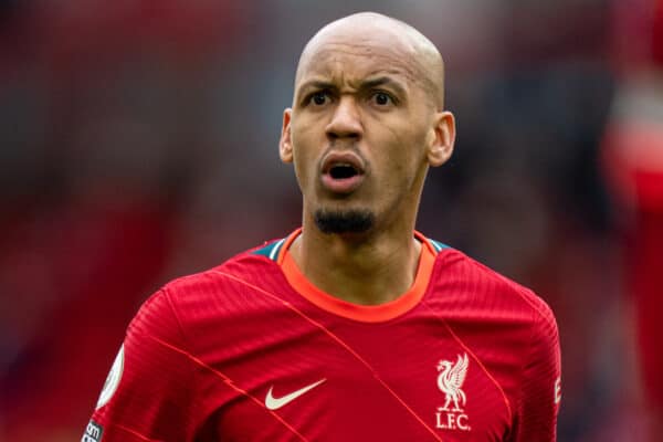 LIVERPOOL, ENGLAND - Sunday, May 23, 2021: Liverpool's Fabio Henrique Tavares 'Fabinho' during the final FA Premier League match between Liverpool FC and Crystal Palace FC at Anfield. Liverpool won 2-0 and finished 3rd in the table. (Pic by David Rawcliffe/Propaganda)