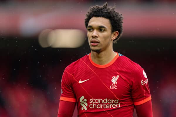 LIVERPOOL, ENGLAND - Sunday, May 23, 2021: Liverpool's Trent Alexander-Arnold during the final FA Premier League match between Liverpool FC and Crystal Palace FC at Anfield. Liverpool won 2-0 and finished 3rd in the table. (Pic by David Rawcliffe/Propaganda)