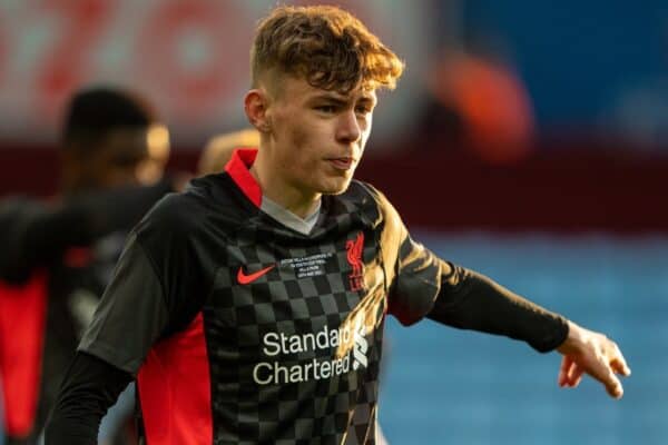 BIRMINGHAM, ENGLAND - Monday, May 24, 2021: Liverpool's Conor Bradley during the FA Youth Cup Final match between Aston Villa FC Under-18's and Liverpool FC Under-18's at Villa Park. Aston Villa won 2-1. (Pic by David Rawcliffe/Propaganda)