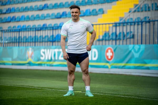 BAKU, AZERBAIJAN - Tuesday, June 8, 2021: Switzerland's Xherdan Shaqiri during a training session at the Dalga Arena on day one of their UEFA Euro 2020 tournament. (Pic by David Rawcliffe/Propaganda)