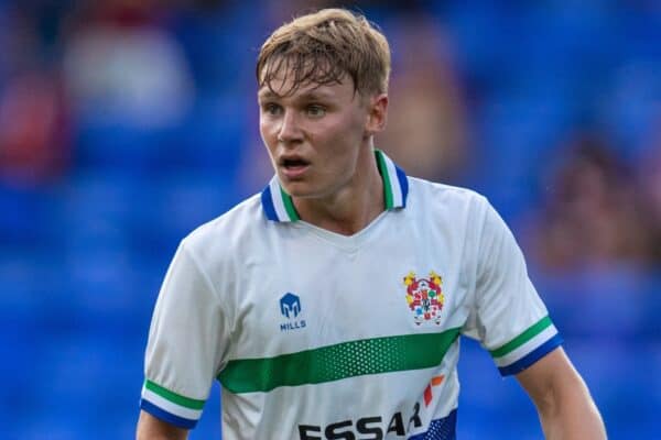 BIRKENHEAD, ENGLAND - Tuesday, July 27, 2021: Tranmere Rovers' Paul Glatzel, on loan from Liverpool FC, in action during a preseason friendly match between Tranmere Rovers FC and Sunderland AFC at Prenton Park. (Pic by David Rawcliffe/Propaganda)