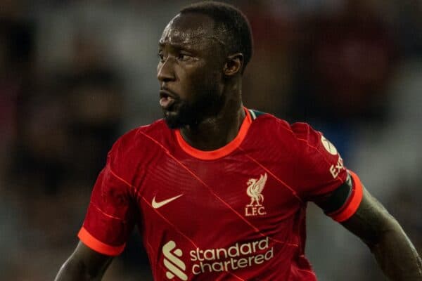 INNSBRUCK, AUSTRIA - Thursday, July 29, 2021: Liverpool's Naby Keita during a pre-season friendly match between Liverpool FC and Hertha BSC at the Tivoli Stadion. Liverpool lost 4-3. (Pic by Jürgen Faichter/Propaganda)