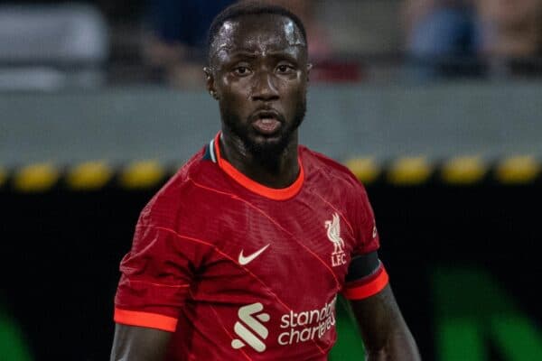 INNSBRUCK, AUSTRIA - Thursday, July 29, 2021: Liverpool's Naby Keita during a pre-season friendly match between Liverpool FC and Hertha BSC at the Tivoli Stadion. Liverpool lost 4-3. (Pic by Jürgen Faichter/Propaganda)