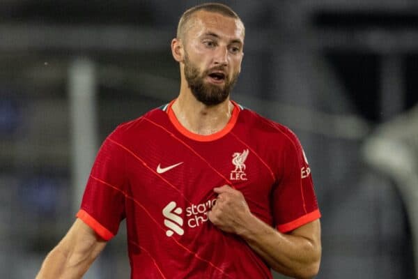 INNSBRUCK, AUSTRIA - Thursday, July 29, 2021: Liverpool's Nathaniel Phillips during a pre-season friendly match between Liverpool FC and Hertha BSC at the Tivoli Stadion. Liverpool lost 4-3. (Pic by Jürgen Faichter/Propaganda)