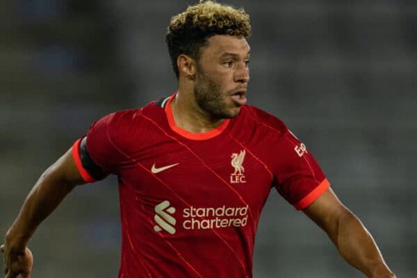 INNSBRUCK, AUSTRIA - Thursday, July 29, 2021: Liverpool's Alex Oxlade-Chamberlain during a pre-season friendly match between Liverpool FC and Hertha BSC at the Tivoli Stadion. Liverpool lost 4-3. (Pic by Jürgen Faichter/Propaganda)