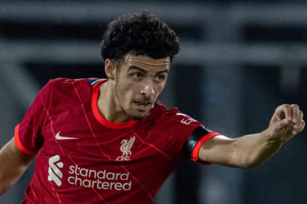 INNSBRUCK, AUSTRIA - Thursday, July 29, 2021: Liverpool's Curtis Jones during a pre-season friendly match between Liverpool FC and Hertha BSC at the Tivoli Stadion. Liverpool lost 4-3. (Pic by Jürgen Faichter/Propaganda)