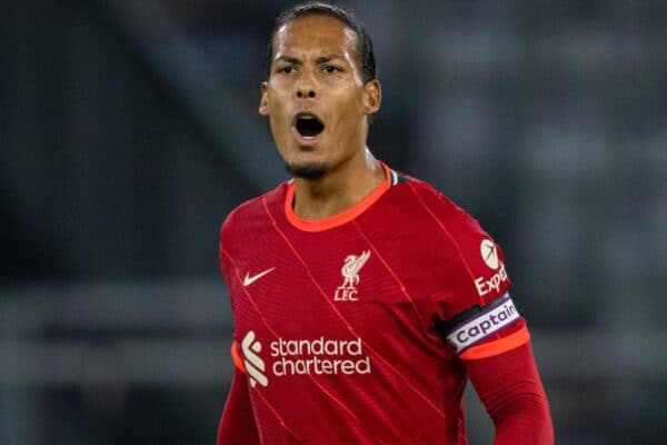 INNSBRUCK, AUSTRIA - Thursday, July 29, 2021: Liverpool's captain Virgil van Dijk makes his return from a long injury lay off as a substitute during a pre-season friendly match between Liverpool FC and Hertha BSC at the Tivoli Stadion. Liverpool lost 4-3. (Pic by Jürgen Faichter/Propaganda)