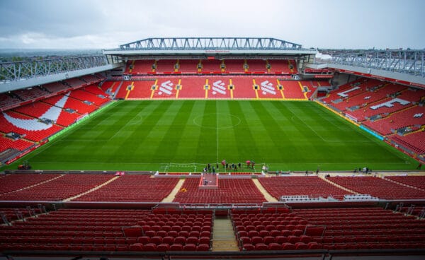 LIVERPOOL, ENGLAND - Friday, August 6, 2021: A general view of Anfield as seen from the sixth floor of Main Stand. (Pic by David Rawcliffe/Propaganda)