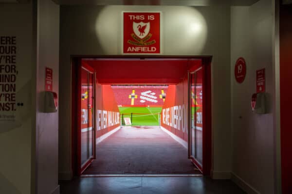 This is Anfield - Anfield players' tunnel at Anfield. (Pic by David Rawcliffe/Propaganda)