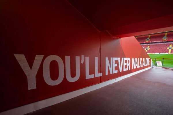 YNWA - the players' tunnel at Anfield. (Pic by David Rawcliffe/Propaganda)