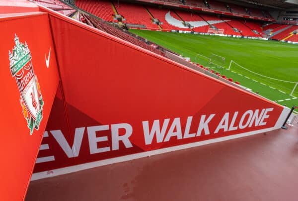 YNWA - the players' tunnel at Anfield. (Pic by David Rawcliffe/Propaganda)