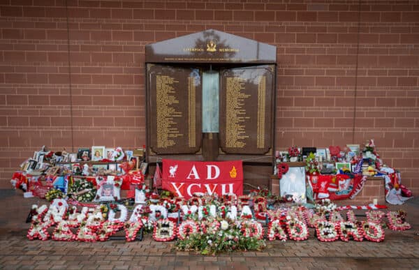 LIVERPOOL, ENGLAND - Friday, August 6, 2021: The eternal flame Hillsborough Memorial at Anfield. (Pic by David Rawcliffe/Propaganda)