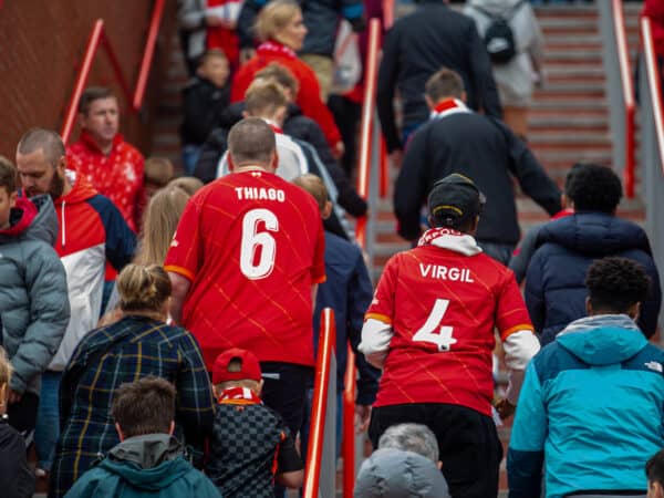 LIVERPOOL, ENGLAND - Sunday, August 8, 2021: Liverpool supporters before a pre-season friendly match between Liverpool FC and Athletic Club de Bilbao at Anfield. The game ended in a 1-1 draw. (Pic by David Rawcliffe/Propaganda)