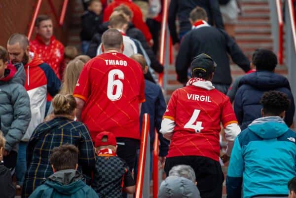 LIVERPOOL, ENGLAND - Sunday, August 8, 2021: Liverpool supporters before a pre-season friendly match between Liverpool FC and Athletic Club de Bilbao at Anfield. The game ended in a 1-1 draw. (Pic by David Rawcliffe/Propaganda)