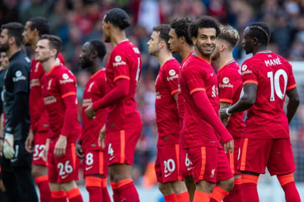 Anfield, matchday lineup, Salah (Pic by David Rawcliffe/Propaganda)