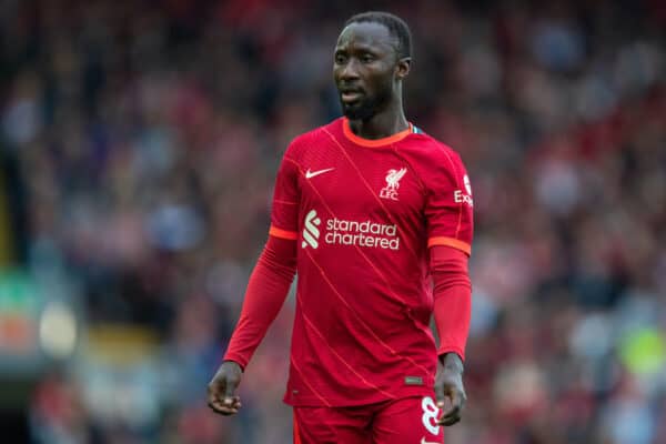 LIVERPOOL, ENGLAND - Sunday, August 8, 2021: Liverpool's Naby Keita during a pre-season friendly match between Liverpool FC and Athletic Club de Bilbao at Anfield. The game ended in a 1-1 draw. (Pic by David Rawcliffe/Propaganda)