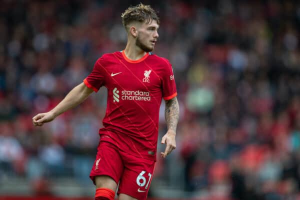 LIVERPOOL, ENGLAND - Sunday, August 8, 2021: Liverpool's Harvey Elliott during a pre-season friendly match between Liverpool FC and Athletic Club de Bilbao at Anfield. The game ended in a 1-1 draw. (Pic by David Rawcliffe/Propaganda)