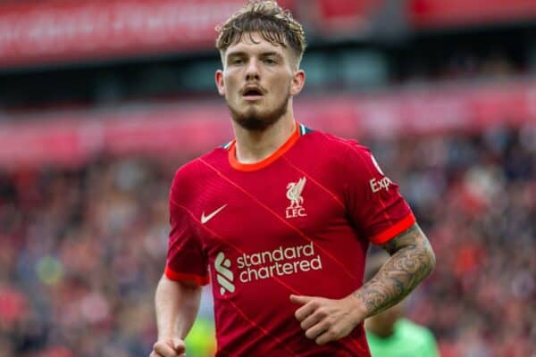 LIVERPOOL, ENGLAND - Sunday, August 8, 2021: Liverpool's Harvey Elliott during a pre-season friendly match between Liverpool FC and Athletic Club de Bilbao at Anfield. The game ended in a 1-1 draw. (Pic by David Rawcliffe/Propaganda)