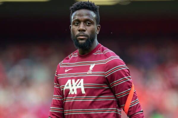 LIVERPOOL, ENGLAND - Monday, August 9, 2021: Liverpool's Divock Origi during the pre-match warm-up before a pre-season friendly match between Liverpool FC and Club Atlético Osasuna at Anfield. (Pic by David Rawcliffe/Propaganda)