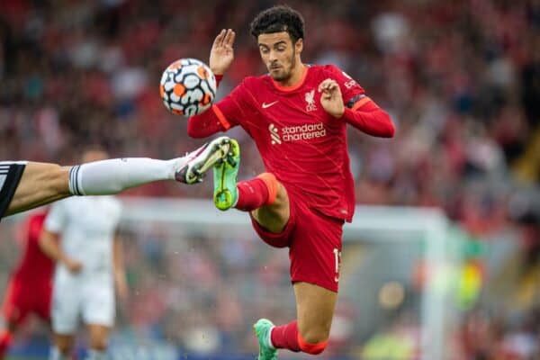 LIVERPOOL, ENGLAND - Monday, August 9, 2021: Liverpool's Curtis Jones during a pre-season friendly match between Liverpool FC and Club Atlético Osasuna at Anfield. (Pic by David Rawcliffe/Propaganda)