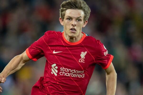 LIVERPOOL, ENGLAND - Monday, August 9, 2021: Liverpool's Leighton Clarkson during a pre-season friendly match between Liverpool FC and Club Atlético Osasuna at Anfield. (Pic by David Rawcliffe/Propaganda)